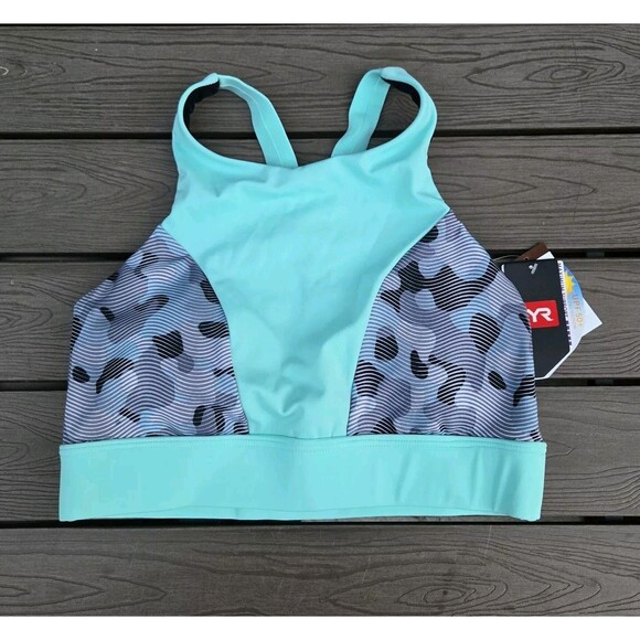 TYR Lavare Amira Swim Top, Women's Size M (8), Gray/Mint NEW - Picture 1 of 2